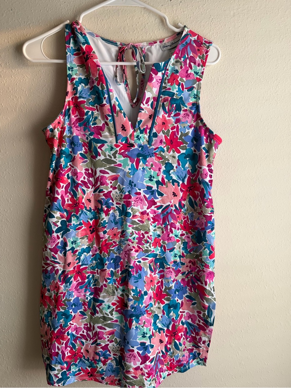 Tommy Bahama Dusty Lupine Watercolor Floral Romper in Pink, Blue & Green